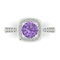 Solitaire with Accents Engagement Ring for Women - 1.335ct Simulated Alexandrite in 18K White Gold Promise Ring
