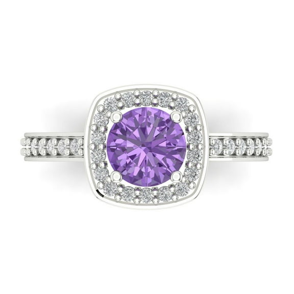 Clara Pucci 14K White Gold 1.33ct Alexandrite Solitaire with Accents Ring