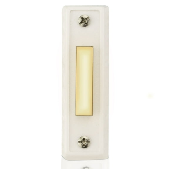 Newhouse Hardware Rectangular Lighted Wired Doorbell Push Button, White