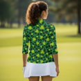 thumbnail image 5 of Uorisanigo Lucky Clover Womens Quick Dry Athletic Polo Shirts Comfortable Polyester Spandex Fabric Women's 3/4 Sleeve Golf Top with Zipper Relaxed Casual Tennis Tops Size M, 5 of 7