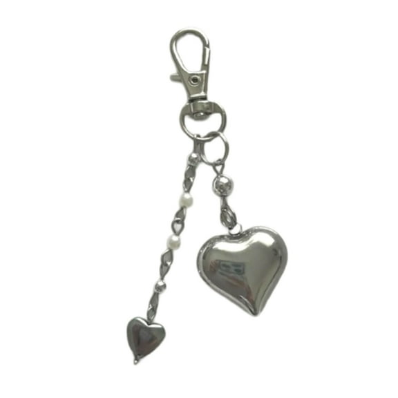 YIEMEEN Stylish Silver Heart Handbag Decoration Fashionable Bag Accessory Silver Heart Bag Charm for Students and Trendsetters