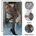 thumbnail image 4 of Sonducket Pantimedias de rejilla elásticas de 2 piezas para mujer, medias estampadas transpirables para mujer, medias negras y blancas Medias, 4 of 6