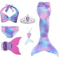 thumbnail image 1 of Rainbow Swimmable Mermaid Tail Bikini Sets with Monofin Swimware Girls Kids Cospaly Gift_Special Gift, 1 of 5