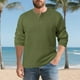 thumbnail image 5 of pstuiky manga larga de hombre, Camisa de entrenamiento de manga larga con cuello redondo y medio botón informal de colores sólidos para hombre camisetas de hombre s, 5 of 9