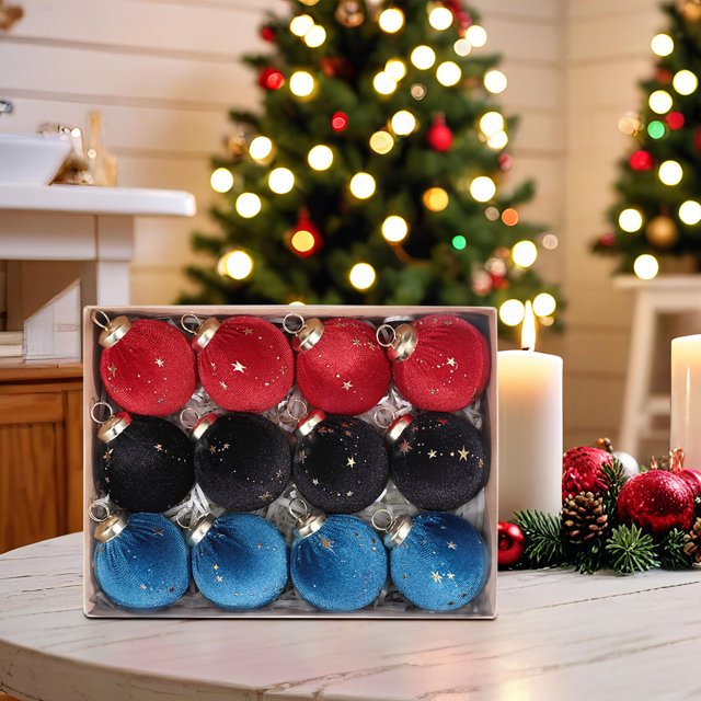 Adornos de Bolas de Terciopelo, 12 Unidades, 2,35 Pulgadas, para Árbol de Navidad, Baby Shower, Primera Navidad, Fiesta de Cumpleaños de Niña.