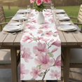 thumbnail image 4 of Pink Flowers Table Runner 72 Inches, Spring Watercolor Botanical Floral Leaf Plant Bed Runner Dresser Scarves Tabletop for Indoor Outdoor Parties/Ceremony/Banquet, 14" x 72", 4 of 9