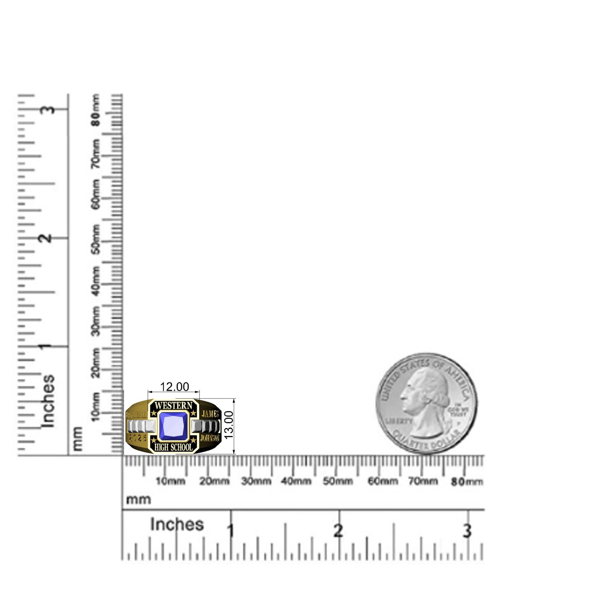 Mementos USA Customized 10kt Yellow Gold Men's Class Ring for High School and College-Phoenix