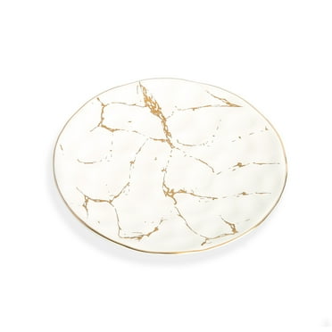 Classic Touch Set of 4 Marbleized Porcelain Salad Plates, 8"D