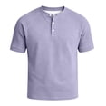 thumbnail image 6 of Fengqque Mens Henley Shirts Short Sleeve Casual Summer Basic T-Shirts 3 Button Solid Collarless Shirts for Work Purple XL(XL), 6 of 6