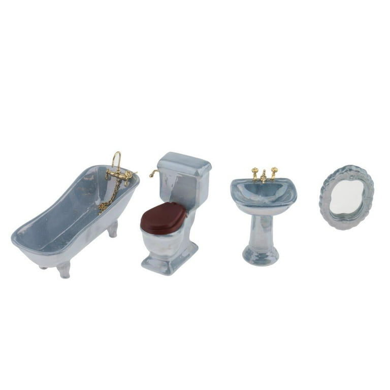 1:12 Scale White Bathroom Set 4pcs Dollhouse Miniature 