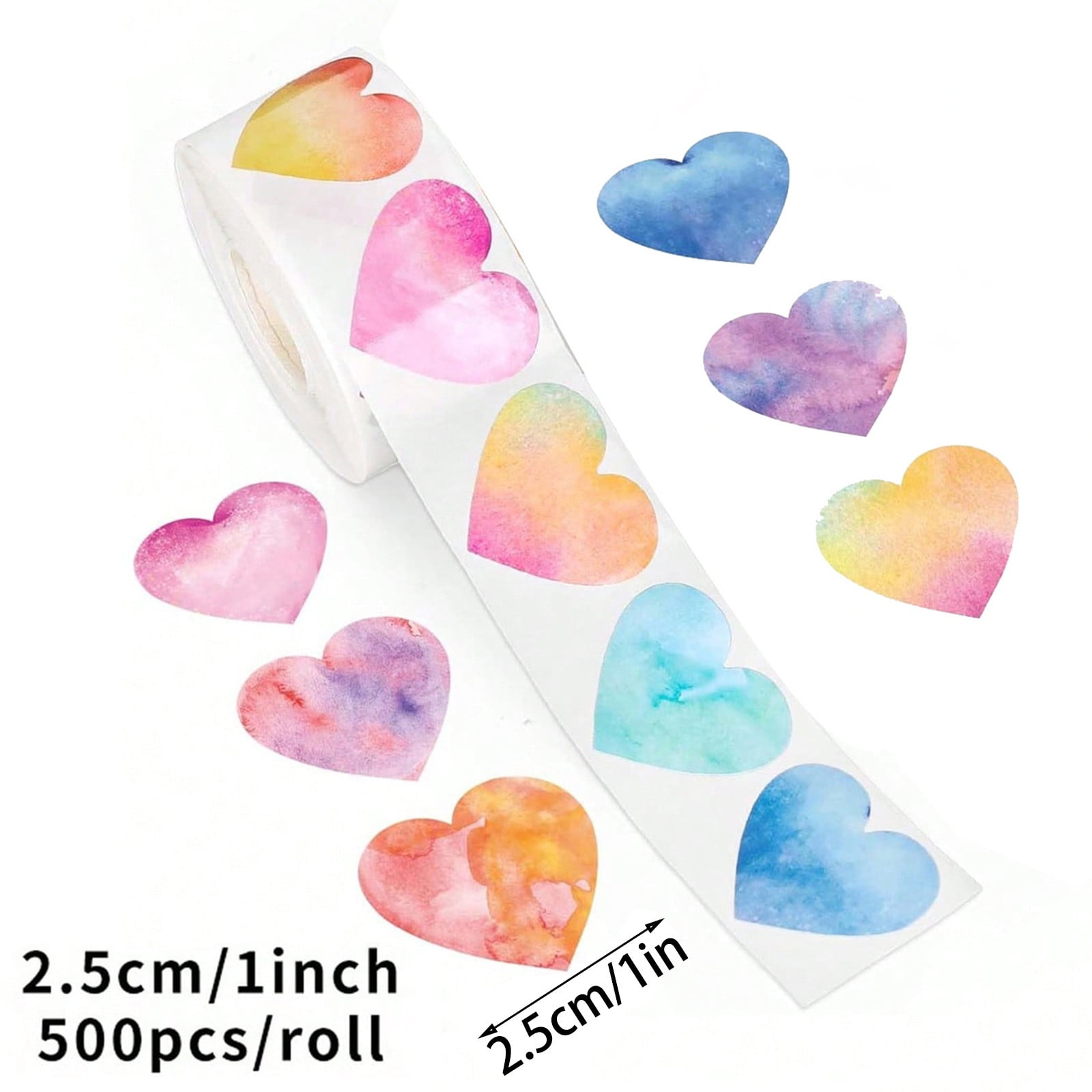 500 Pcs 1 Inch Heart Stickers, Bulk Valentine's Day Stickers for Crafts, Multi-Color Self-Adhesive Hearts for Scrapbooking, Gift Wrapping, Party Decor