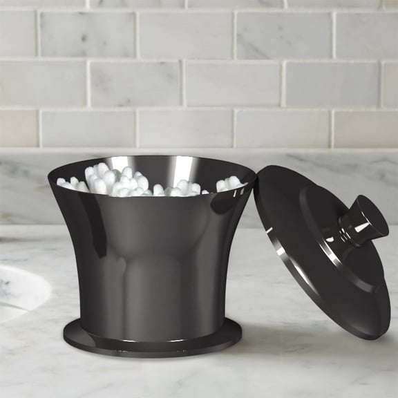 Stainless Steel Vanity Jar | Stylish Storage for Cotton Swabs,Sponges & Bath Salts | Decorative Canister for Bathroom,Bedroom | Black Nickel Finish