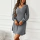 thumbnail image 4 of Vestido de manga larga de color sólido de punto con cuello en V de moda sexy casual para mujer Pompotops  hdfakjf8486, 4 of 8