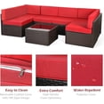 thumbnail image 4 of YODOLLA 7-Piece Patio Furniture w/ Protection Cover, Outdoor Sectional Sofa Couch w/ Coffee Table, Patio Conversation Set in Brown Wicker& Red Cushions, 4 of 8
