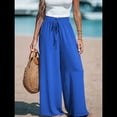 thumbnail image 4 of Pantalones Anchos de para Mujer, de Cintura Alta, para Playa y Descanso. Azul M, 4 of 7