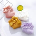 thumbnail image 7 of Baby Girl Socks Infant Toddler Ruffle Socks Princess Eyelet Frilly Little Baby Girls Lace Ruffle Socks, 4 Pairs, 7 of 7