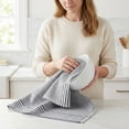 thumbnail image 4 of REGALWOVEN 100% Cotton Striped Kitchen Towels, 2 Pack Soft Absorbent Dish Towels Black 26" x 18", 4 of 7