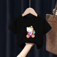 thumbnail image 3 of Hello Kitty-ropa para niños, novedad de verano, estilo de algodón, camiseta informal de manga corta para niña, Top Multicolor de dibujos animados para bebé, 3 of 5