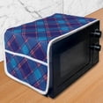 thumbnail image 1 of Navy Plaid Microwave Oven Cover, Traditional Squares Lines Overlapping Fashion Pattern, Water Resistant Organizer with Pockets for Kitchen, 36" x 12", Dark Indigo Sea Blue, by Ambesonne, 1 of 4