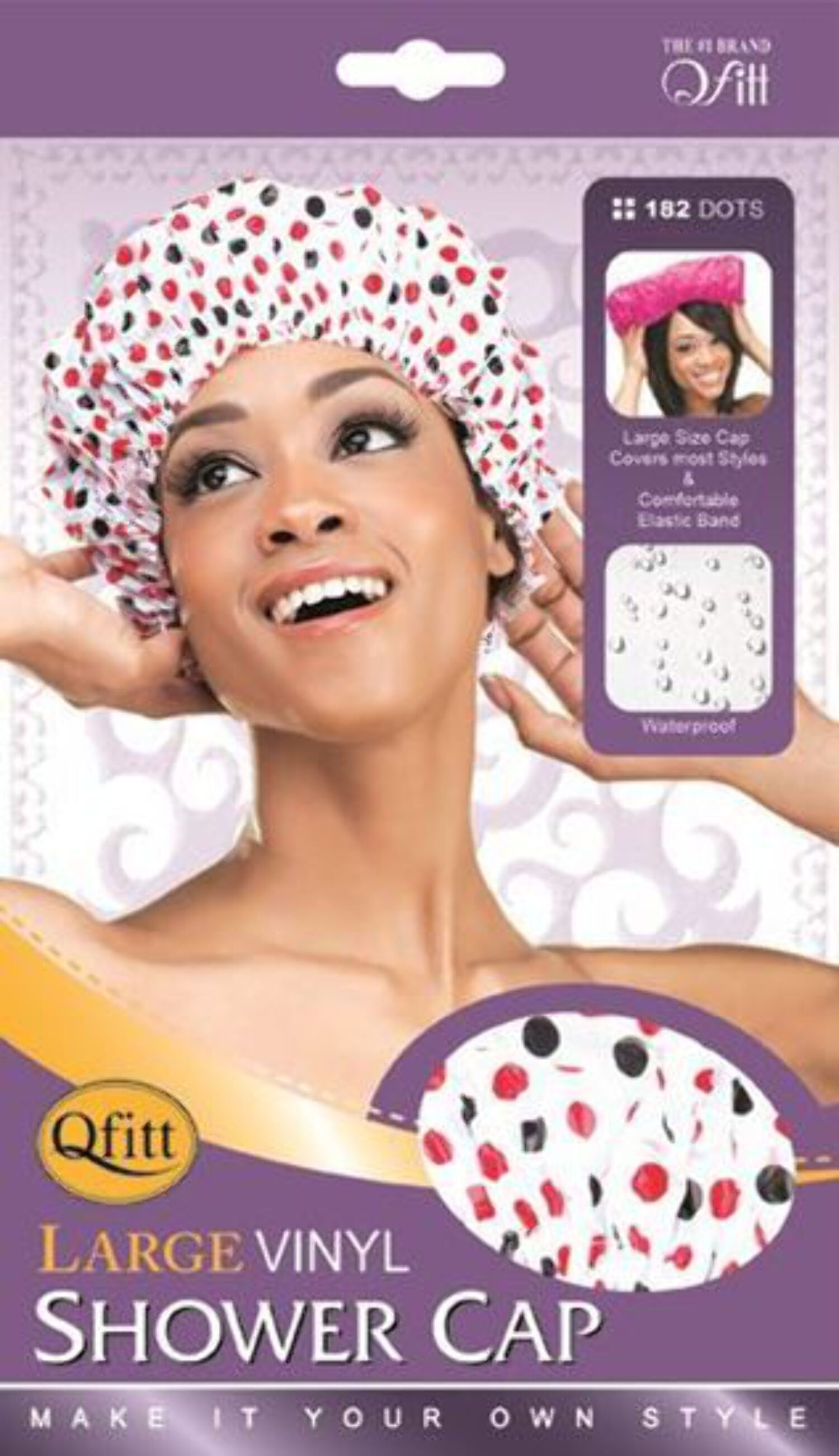 Large Vinyl Shower Cap #182 dots Large Vinyl Shower Cap #182 dots