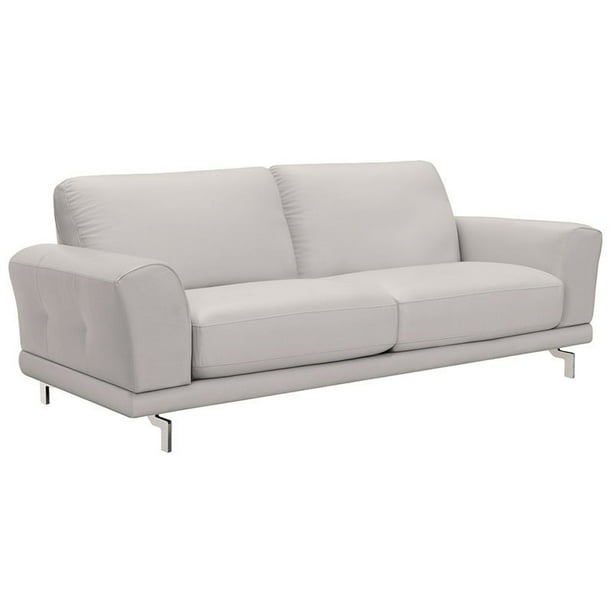 Natural Greige Leather Sofa In Dove, Contemporary Gray Leather Sofa