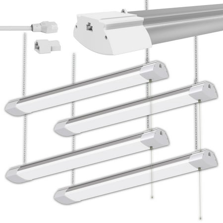 Pendant Light Online 4 Pack 48W 4ft LED Shop Light Bright White Garage Workbench Ceiling Utility Linkable Light Lamp ()