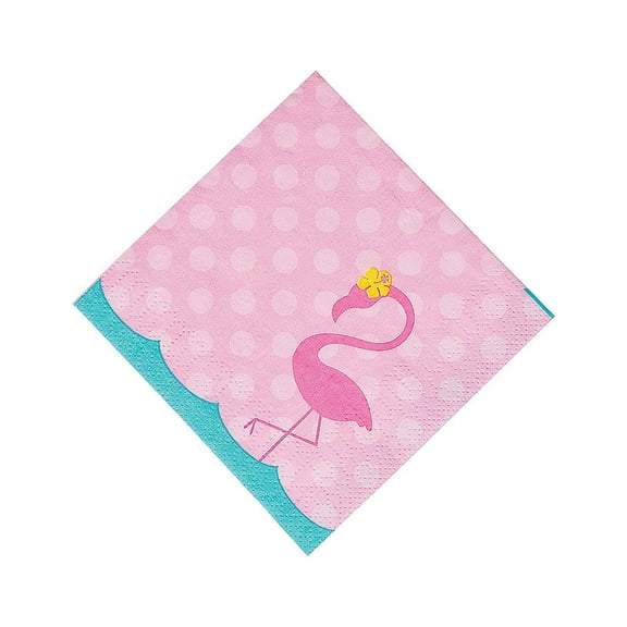 1St Flamingo Beverage Napkins - Party Supplies - 16 Pieces
