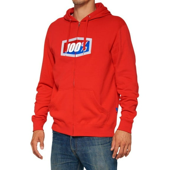 100% Official Zip Hoody (Medium, Red)