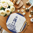thumbnail image 2 of Lighthouse Round Placemats Set of 8 for Dinning Tables,Heat-proof Braided Table Mats 15 Inch,Ocean Seagull Vintage Navy Blue Coastal Boat Washable Place Mat for Kitchen Restaurant Party Table Decor, 2 of 9