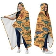 thumbnail image 2 of Wearable Blanket,Colorful Dinosaurs Names Pattern Hooded Wearable Flannel Blanket for Adults & Teens,Winter Poncho Shawl Wrap Cape Cozy Anti-Pill,60"x80", 2 of 5