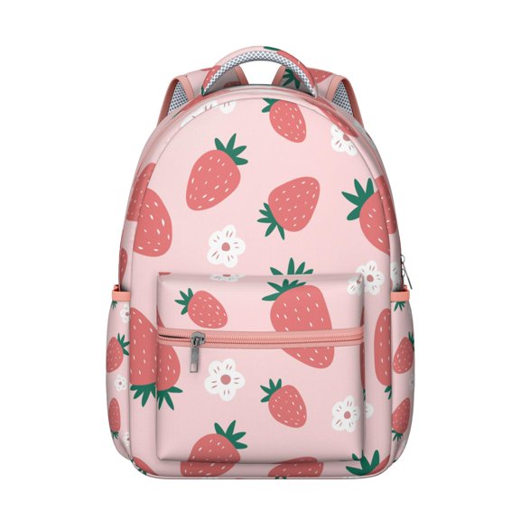 Lovely Strawberry Backpack for School & Everyday Carry - Lightweight College Bag for Teens & Women, Durable Laptop Backpack, Sweet Strawberry Print, Great Gift for Her