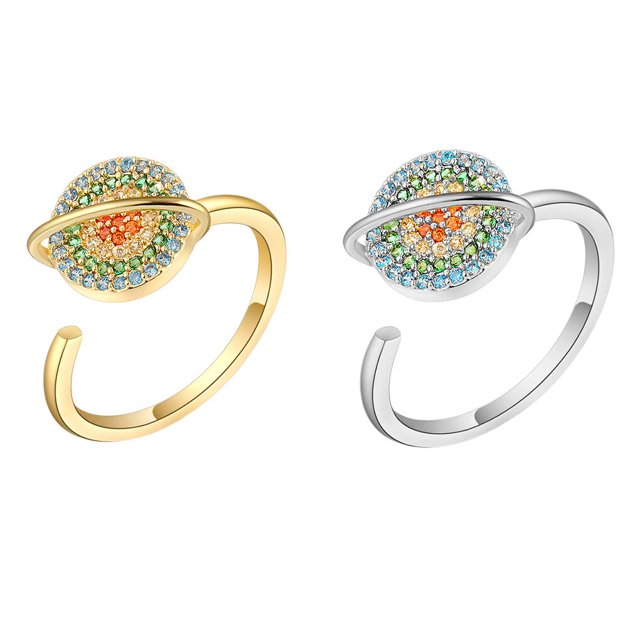 facefd Bague de Décompression Rotative Femmes Vintage Multifonctionnelle Spinner Anti-stress Bagues Doigt Portable Bijoux Or Blanc