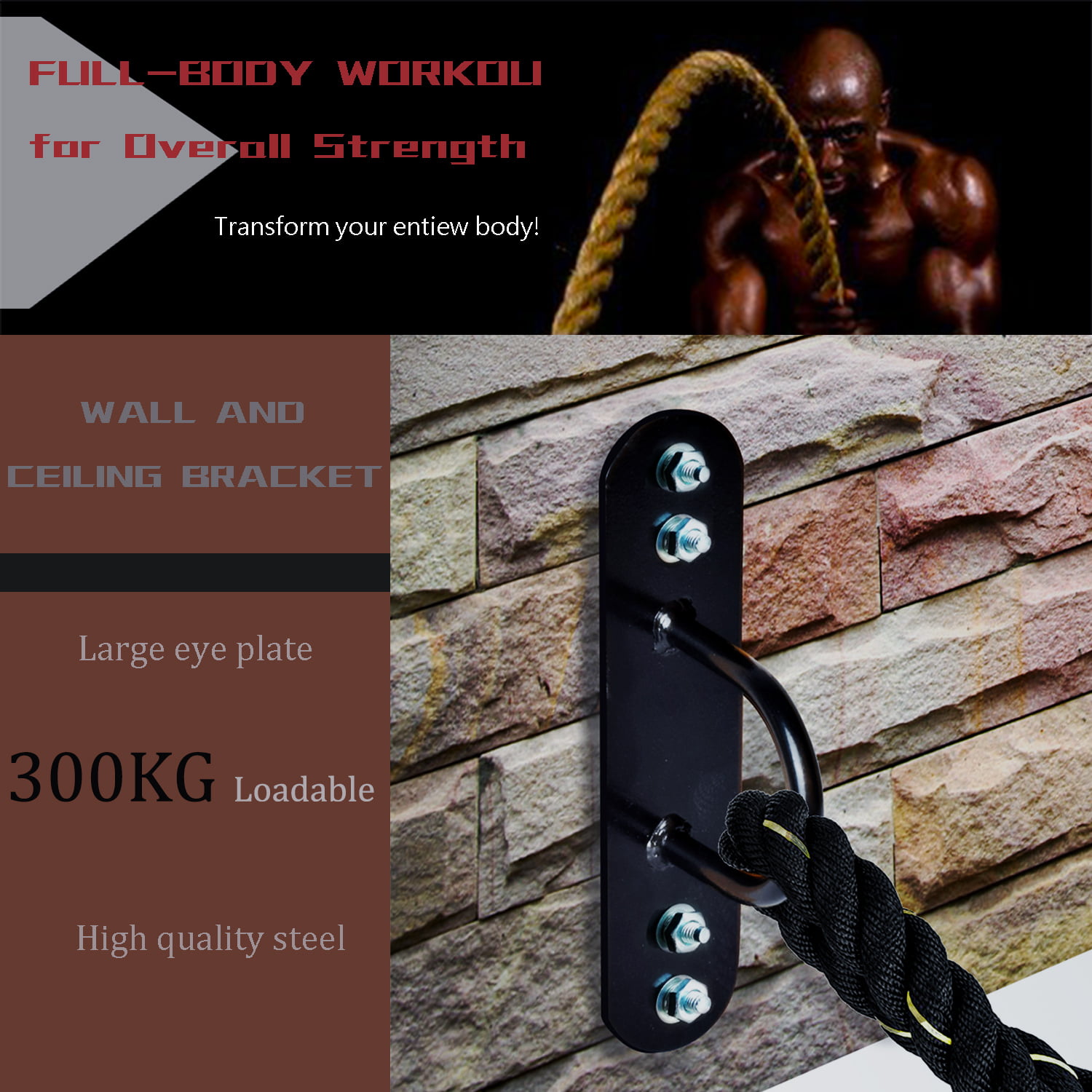 DRM Battle Rope Wall Ceiling Mount Anchor Bracket Hook Sport Equipment  Fixing for Suspension Straps Crossfit Gymnastic Rings,Climbing Ropes Yoga  Swing
