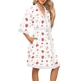 thumbnail image 3 of DreamFish Women's Floral Knit Bathrobe Soft Kimono Style Robe Knee Length Sleepwear with Pockets 3/4 Sleeves, 3 of 5