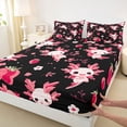 thumbnail image 3 of Castle Fairy Kawaii Axolotl Twin Sheet Sets for Boys Girls,Pink Salamander Bedding, 3 of 7