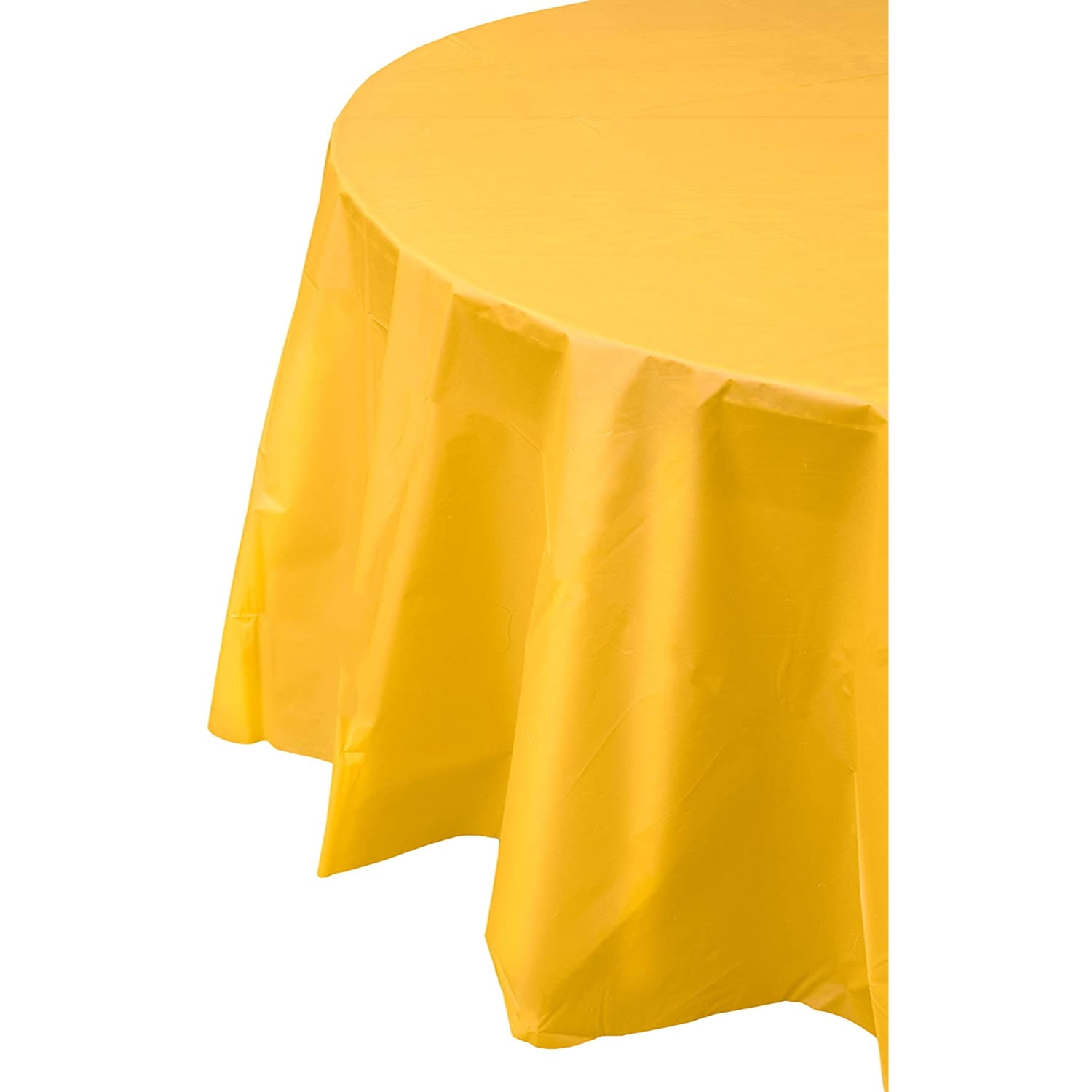 Buy Bulk Premium Plastic Disposable 84 inch Round Tablecloth, Yellow