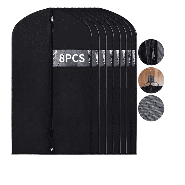 Set De 8 Porta Trajes 60x100 Funda Vestido Saco Camisa Ropa Transparente Xtellar negro