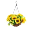 thumbnail image 1 of Uanit Flores colgantes artificiales con cesta, colgador de plantas, flores artificiales falsas resistentes a los rayos UV, vegetación de plástico sintético para exteriores, interiores, patios,, 1 of 7
