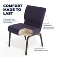 thumbnail image 6 of BizChair 4 Pack 21''W Stacking Church Chair in Royal Purple Fabric - Gold Vein Frame, 6 of 14