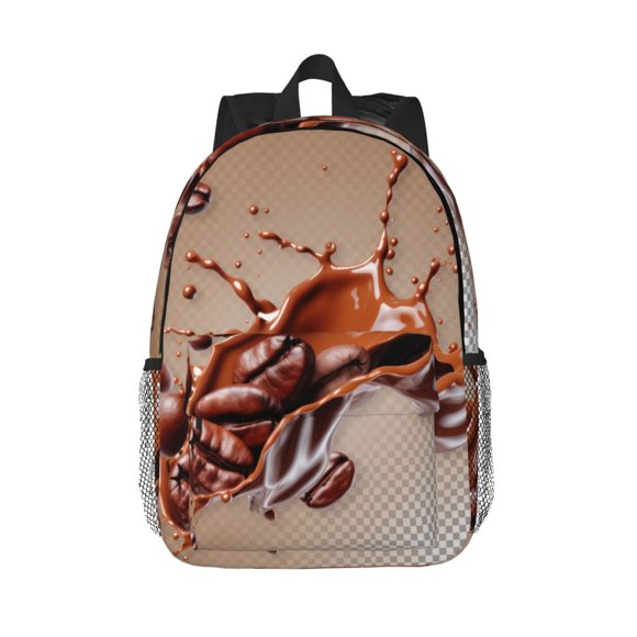 KLL Coffee Beans Chocolate Splash Print 15inch Laptop Backpack for Women Men, Carry On Backpack Laptop Book Bag Travel Daypack for Work Business Travel