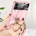 thumbnail image 3 of Étui Mate Compatible avec Samsung Galaxy Z Flip 4, Protecteur d'Objectif de Caméra en Verre 9h avec Sangle Anneau-Rose, 3 of 5
