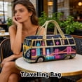 thumbnail image 3 of Unisex Boho Quilted Weekender Bag Large Capacity Travel Duffle Bag Vintage Hippie Carry On Tote Overnight Bag Lightweight Gym Yoga Luggage Retro Van Print Weekend Tote for Women Men Road Trip Travel, 3 of 5