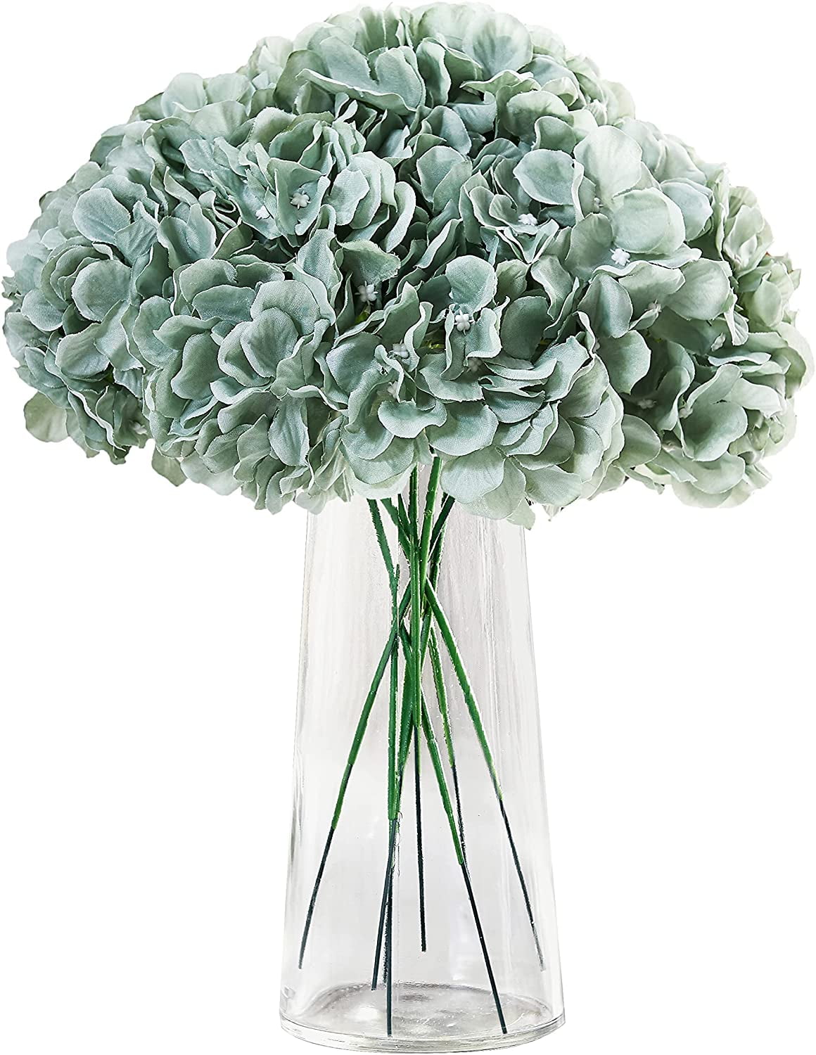 6 Dahlia Flowers SAGE GREEN Silk Flower Bush Wedding Bridal Bouquet Centerpiece 