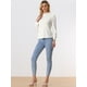 thumbnail image 4 of Blusa de Negocios con Volantes Allegra K para mujer de manga larga blanco M, 4 of 6
