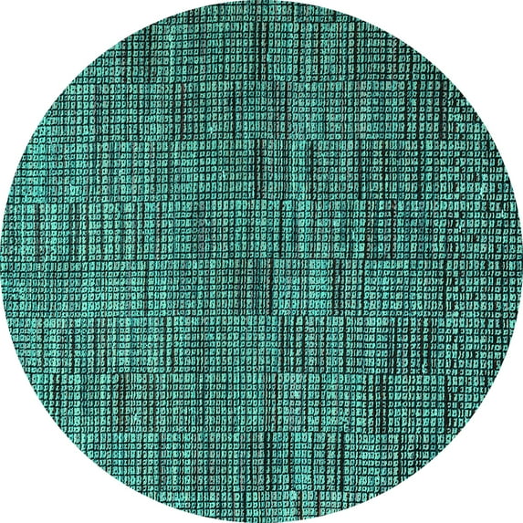 Ahgly Company Machine Washable Indoor Round Abstract Turquoise Blue Modern Area Rugs, 6' Round