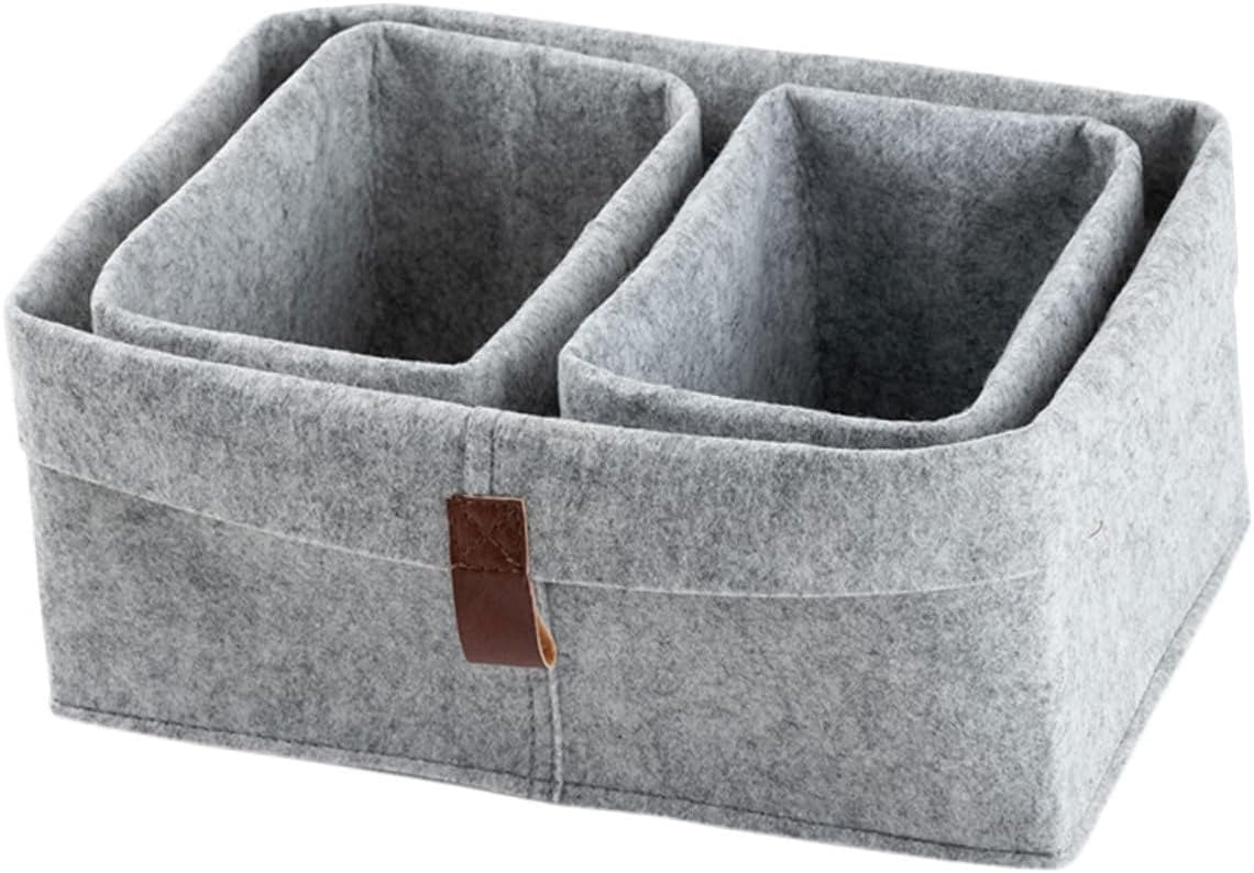 FYBTOF 3pcs Felt Storage Basket Ornament Storage Boxes Square Storage Bins Collapsible Basket Desktop Storage Basket Small Storage Basket Felt Cube Box Practical Organizer Felt Basket-3817