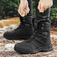 thumbnail image 4 of Lovskoo 2024 Men's Snow Boots Round Toe Platform Solid Color Winter Keep Warm Woolen Casual Bandage Short Boots Black, 4 of 9