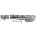 thumbnail image 3 of Modern Contemporary Urban Design Outdoor Patio Balcony Seven PCS Sectional Sofa Set, Grey White Gray, Rattan, 3 of 8
