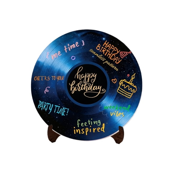 Retro Vinyl Record Birthday Message Sign with Display Stand, Birthday Guest Book Board for Party Table Decor.