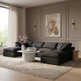 thumbnail image 2 of Meridian Furniture Indulge 140" Linen Fabric U-Shaped Modular Sectional in Black, 2 of 8